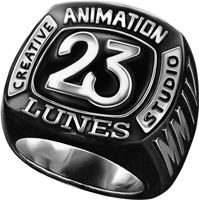 Creative animation studio ring with number 23