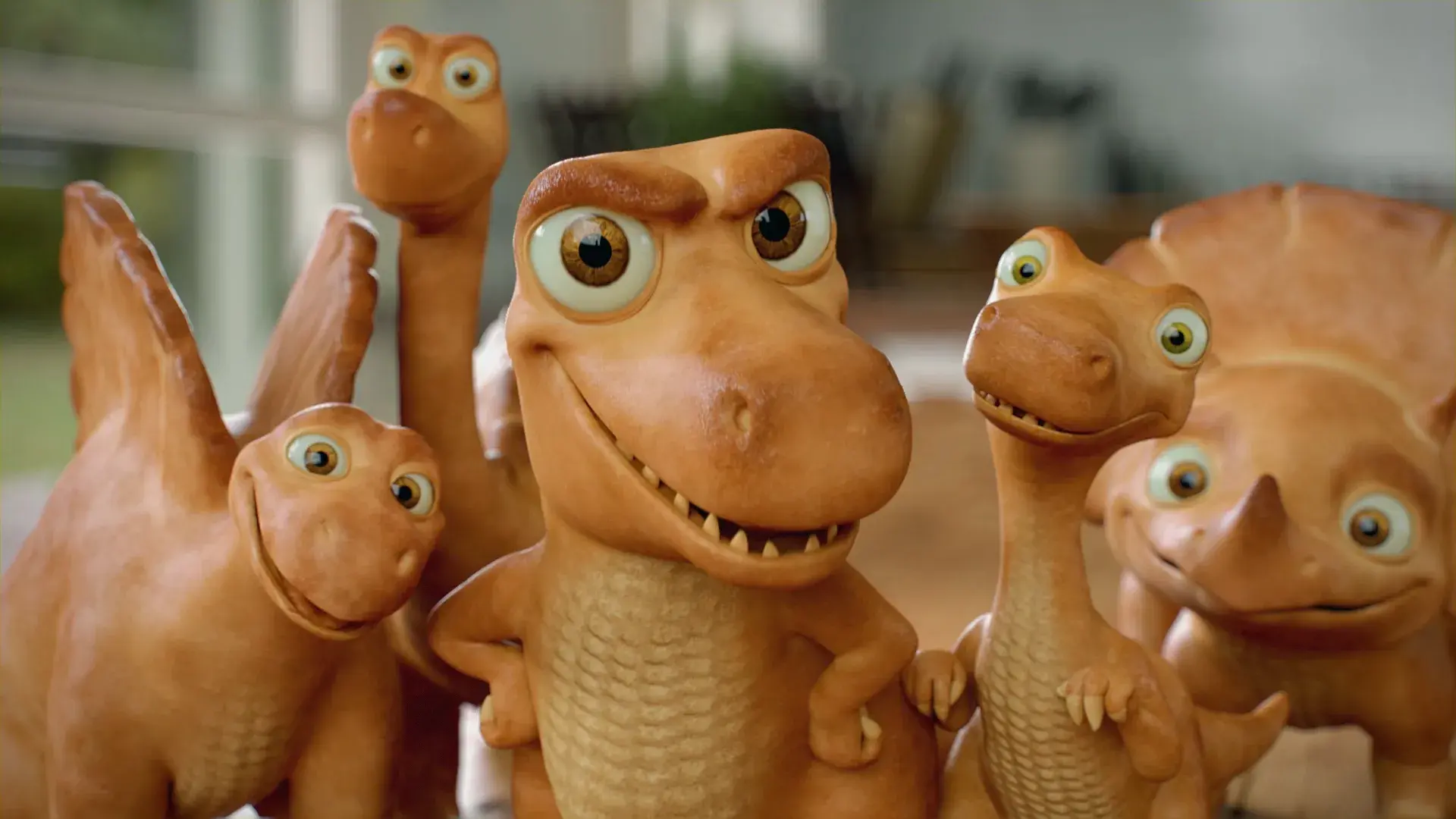 3D animated Dinosaurus mascots with playful expressions, created for Cuétara by 23lunes animation studio.